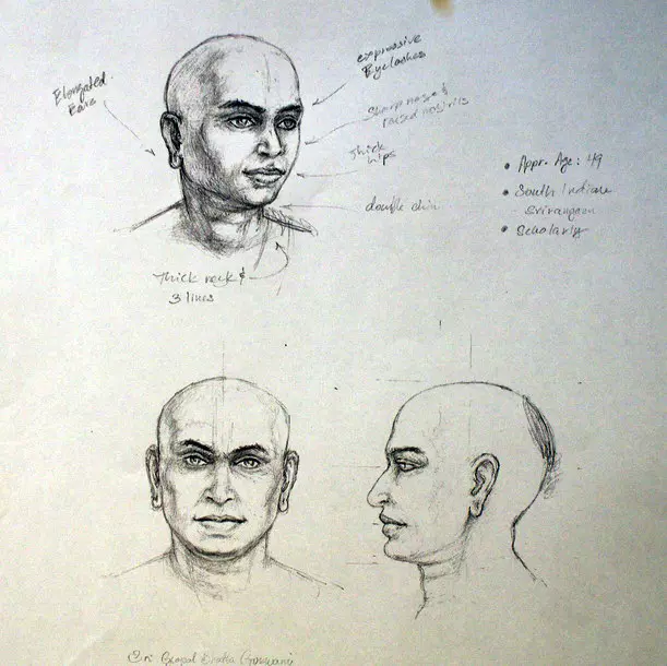 Bocetos de la cabeza de Goswamis