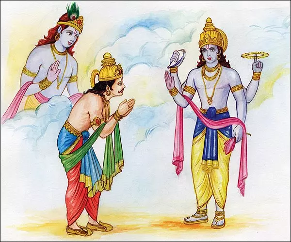 Purushottama encontra o Senhor Visnu