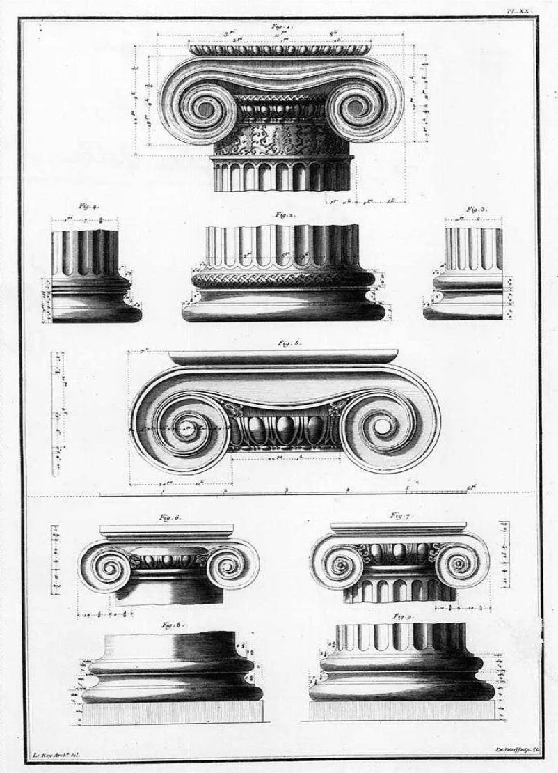 uma imagem de um ornamento em espiral em um pilar