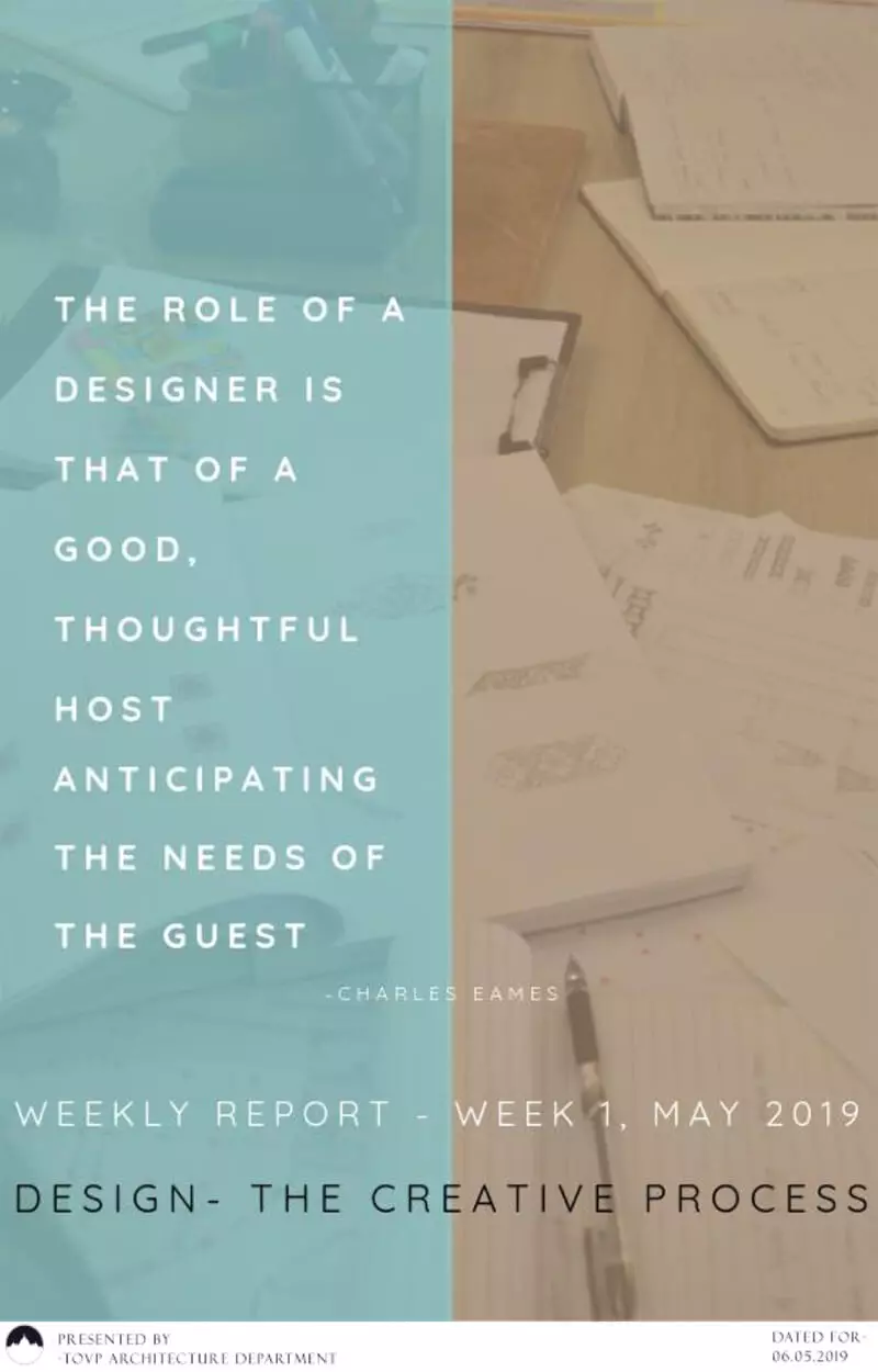 TOVP Weekly Inhouse Progress Report, numero 1 maggio 2019