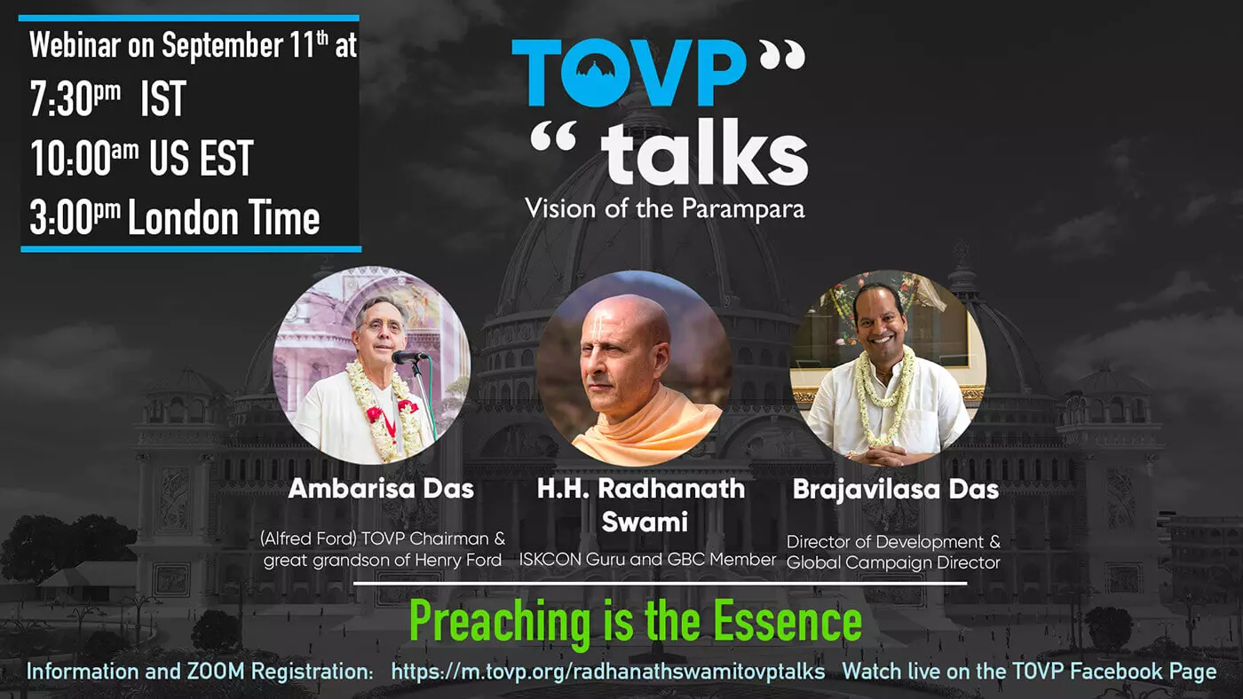 Seminario web TOVP Talks - HH Radhanath, 11 de septiembre