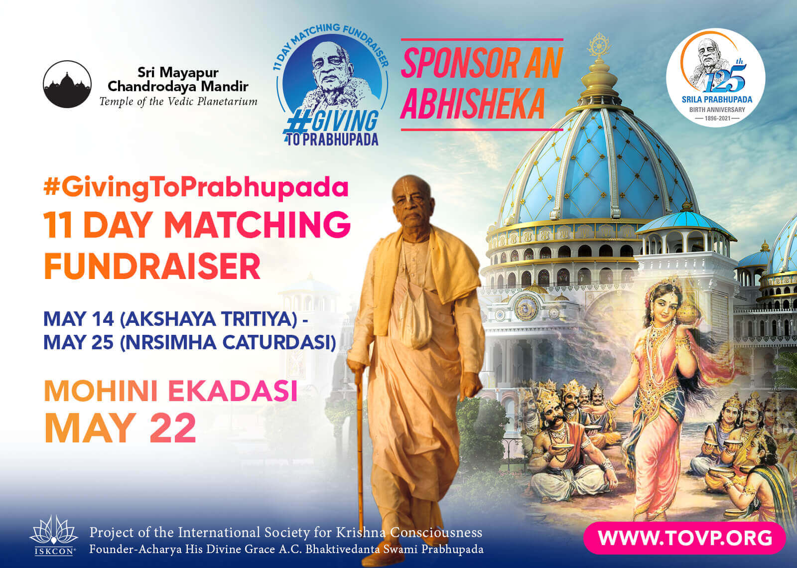 Mohini Ekadasi – Sponsor a Prabhupada Murti Abhisheka