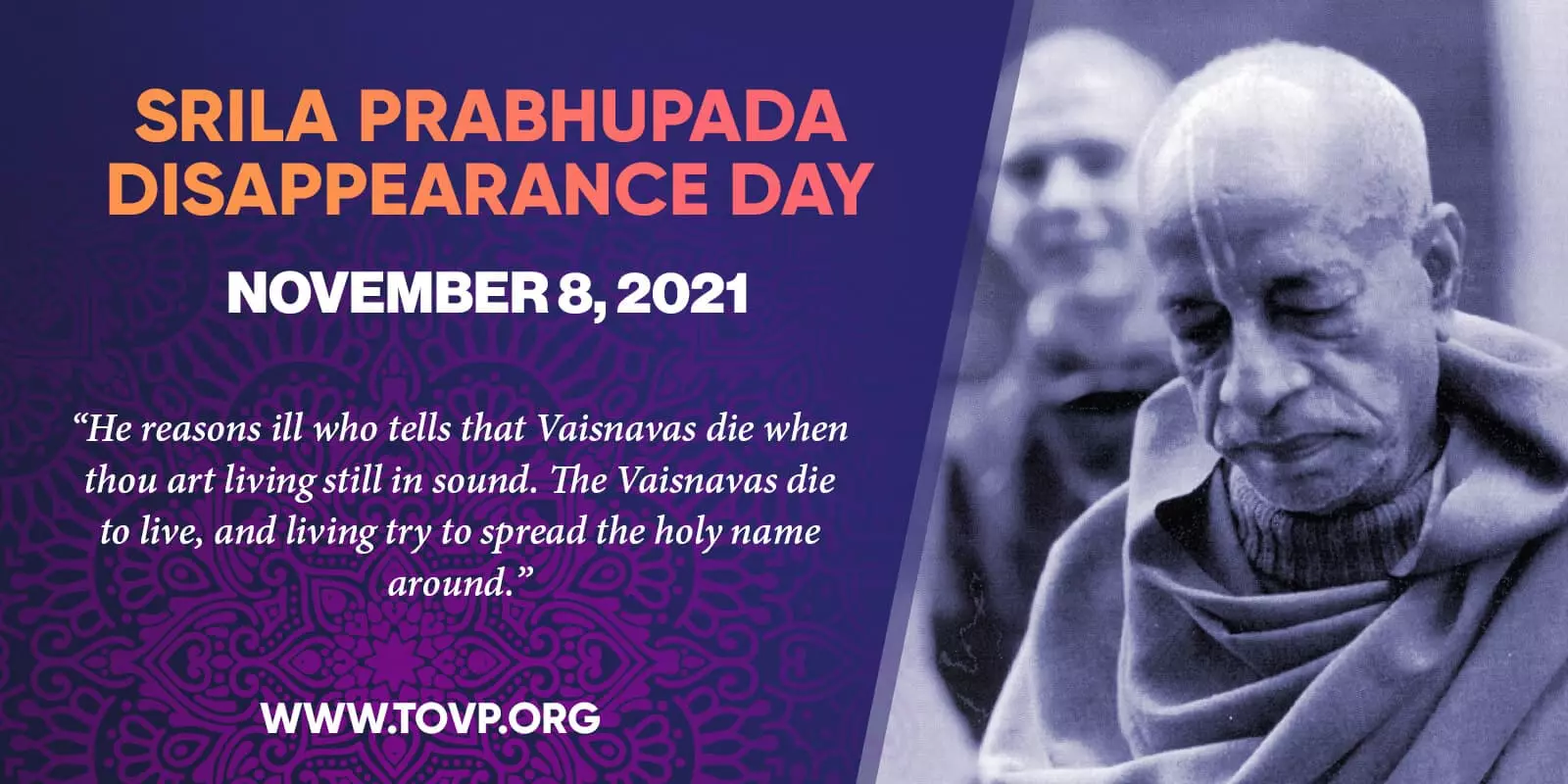 Il giorno della scomparsa di Srila Prabhupada e il TOVP