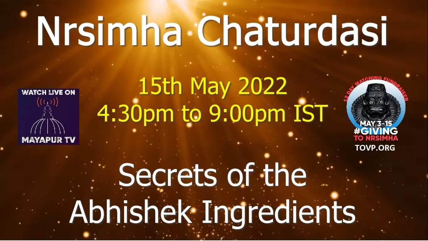 Secretos de Mayapur Nrsimha Caturdasi Maha Abhisheka Ingredientes