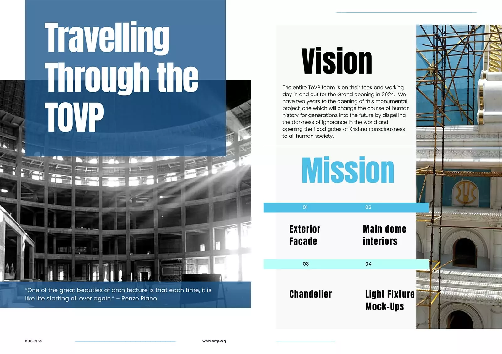 TOVP आर्किटेक्चर विभाग की रिपोर्ट, जून 2022: TOVP के माध्यम से यात्रा