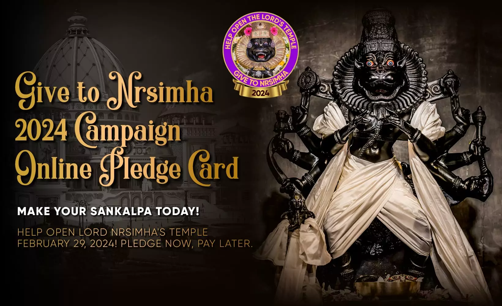 TOVP Give to Nrsimha 2024 Campaign Online Pledge Card