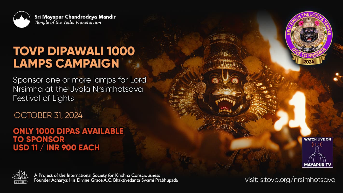 TOVP 通过 1000 Dipas 赞助活动庆祝 Dipawali Jvala Nrsimhotsava