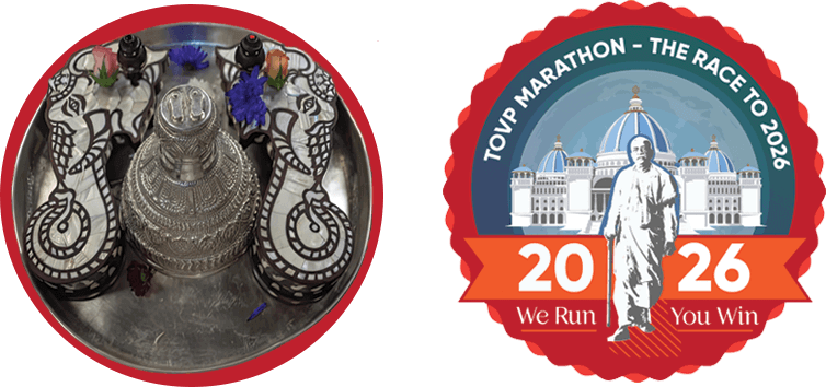 TOVP Euro Tour 2025 - Emblemas de Nityananda Padukas e TOVP Marathon 2026