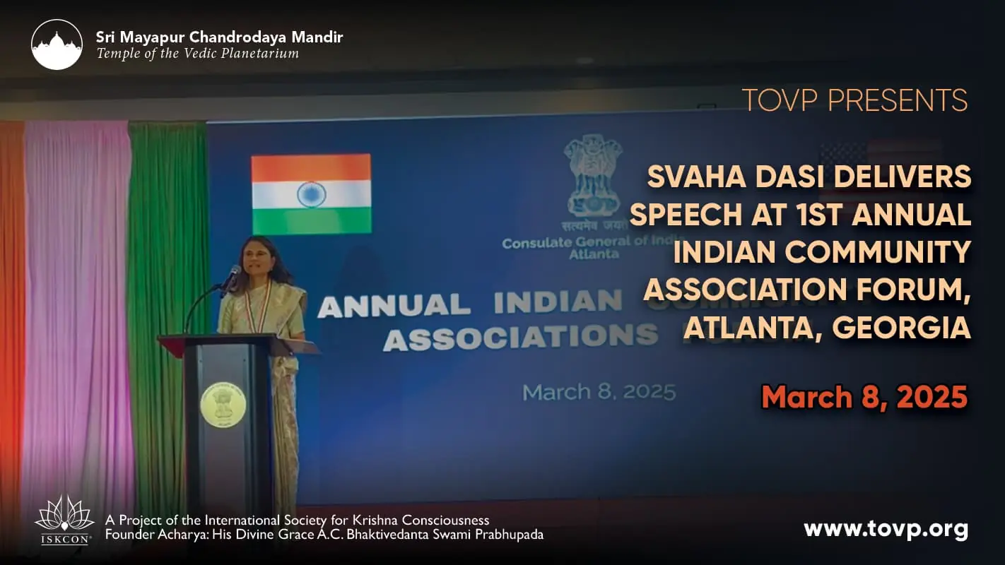 Svaha Dasi Delivers Speech at 1st Annual Indian Community Association Forum, Atlanta, Georgia – March 8, 2025