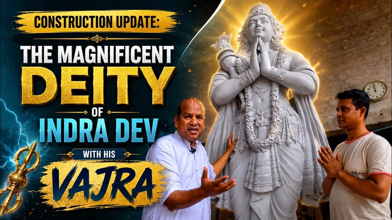Construction Update - The Magnificent Deity of Indra Dev with his Vajra - Temple of the Vedic Planetarium